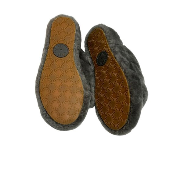 UGG Women's Fluff Yeah Slide Sandals Slippers Size 7 Gray Charcoal Sheepskin - Picture 6 of 7